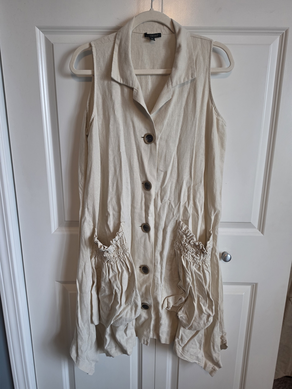 For Cynthia Neutral Linen-Blend Tunic dress in Light Beige fits upto size xl too